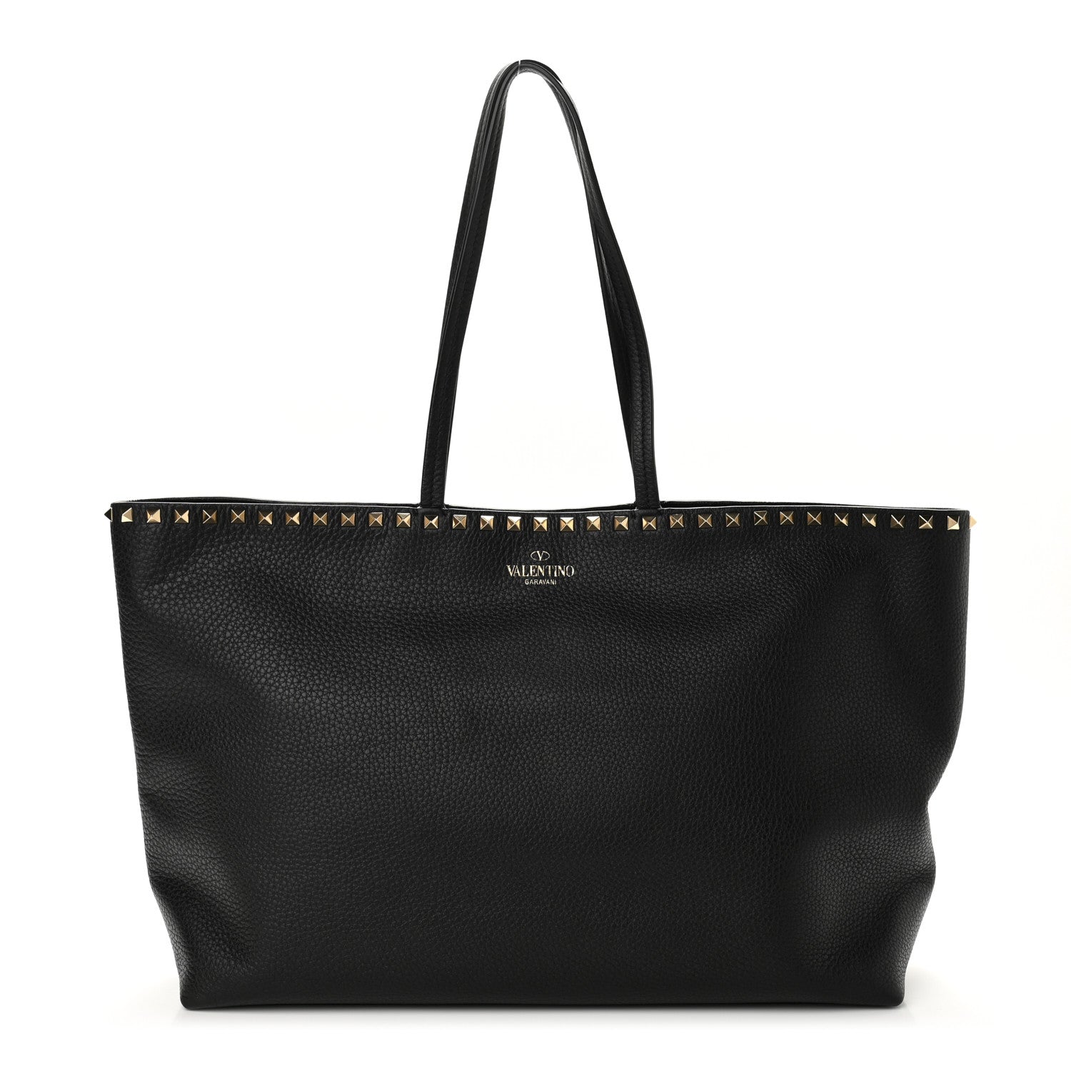 Valentino Garavani Grained Calfskin Rockstud Shoulder Tote Black 1 of 12