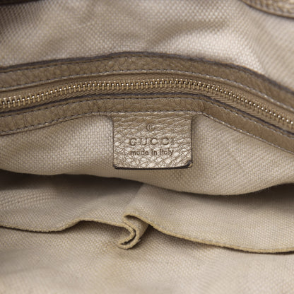 Gucci Metallic Pebbled Calfskin Medium Soho Chain Shoulder Bag Golden Beige 6 of 16
