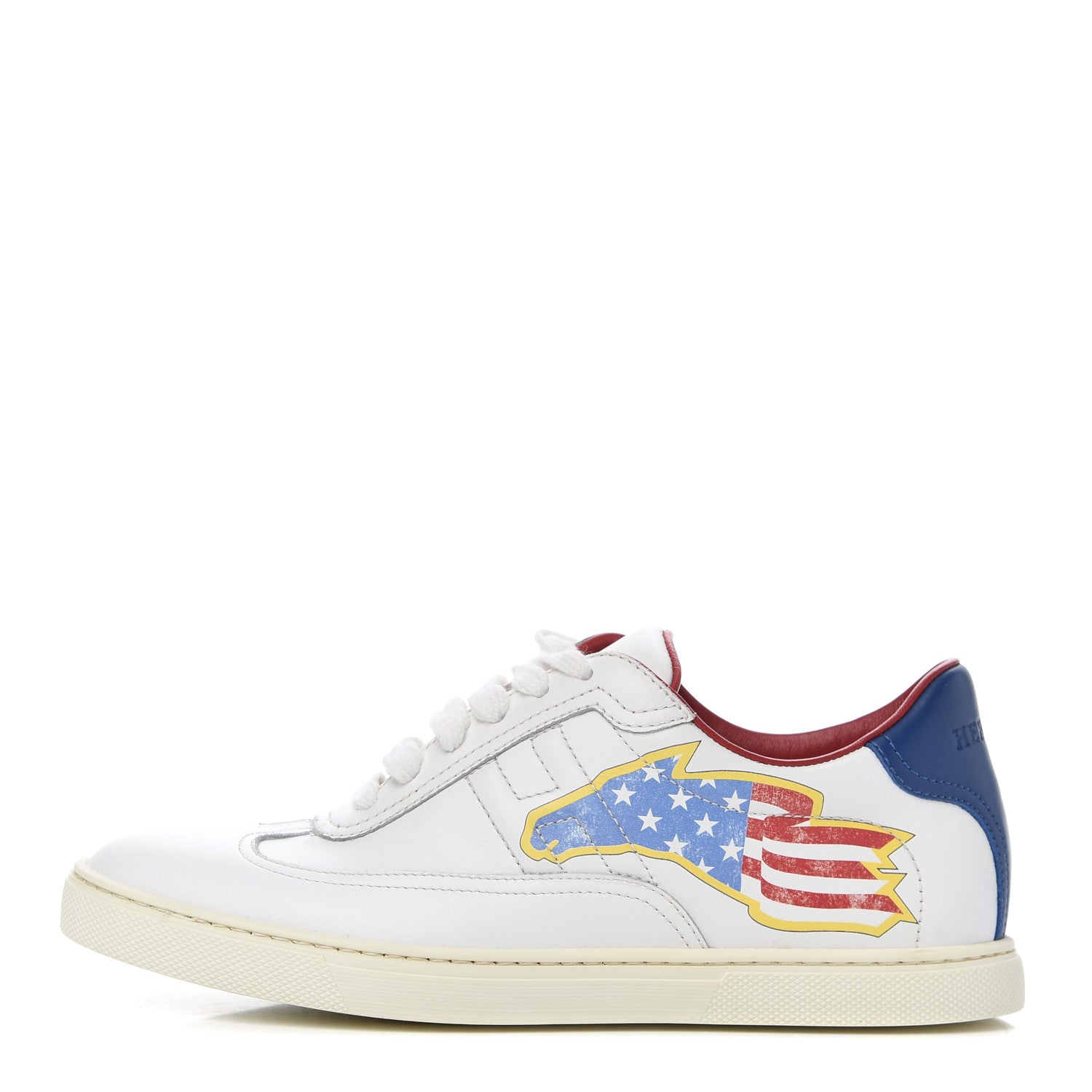 Hermes Calfskin Printed Quicker Sneakers 35.5 White 1 of 12