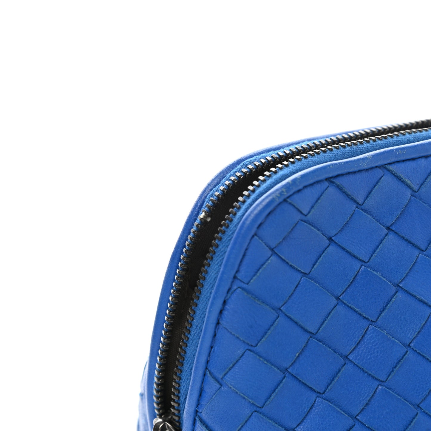 Nappa Intrecciato Small Cosmetic Pouch Signal Blue