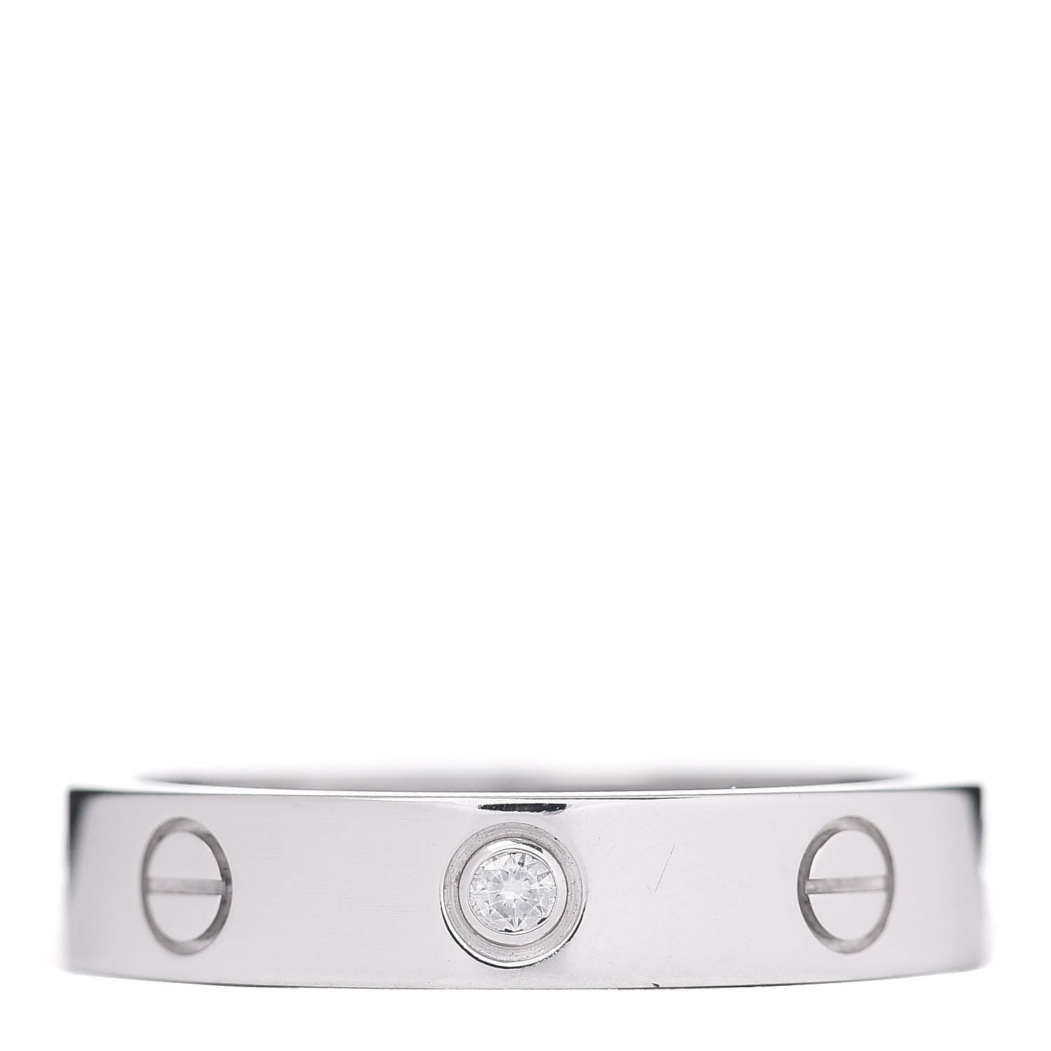 Cartier 18K White Gold Diamond 4mm LOVE Wedding Band Ring 53 6.25 1 of 5
