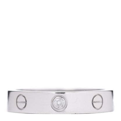 Cartier 18K White Gold Diamond 4mm LOVE Wedding Band Ring 53 6.25 1 of 5