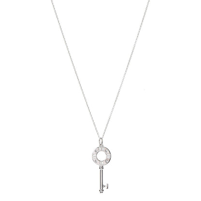 Tiffany 18K White Gold Diamond Atlas Pierced Key Pendant Necklace 1 of 7