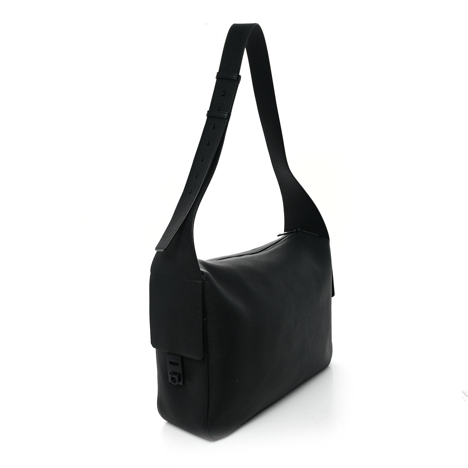 Salvatore Ferragamo Calfskin Gancini Twins Slouchy Crossbody Bag Black 3 of 11