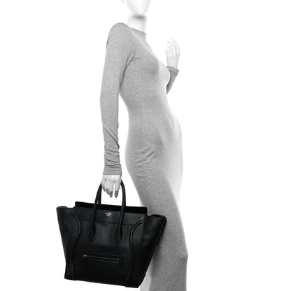 Celine Drummed Calfskin Mini Luggage Black 2 of 15