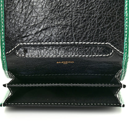 Balenciaga Agneau Arena Multicolore Bazar Bi-Fold Card Case Green Grey Black 4 of 6