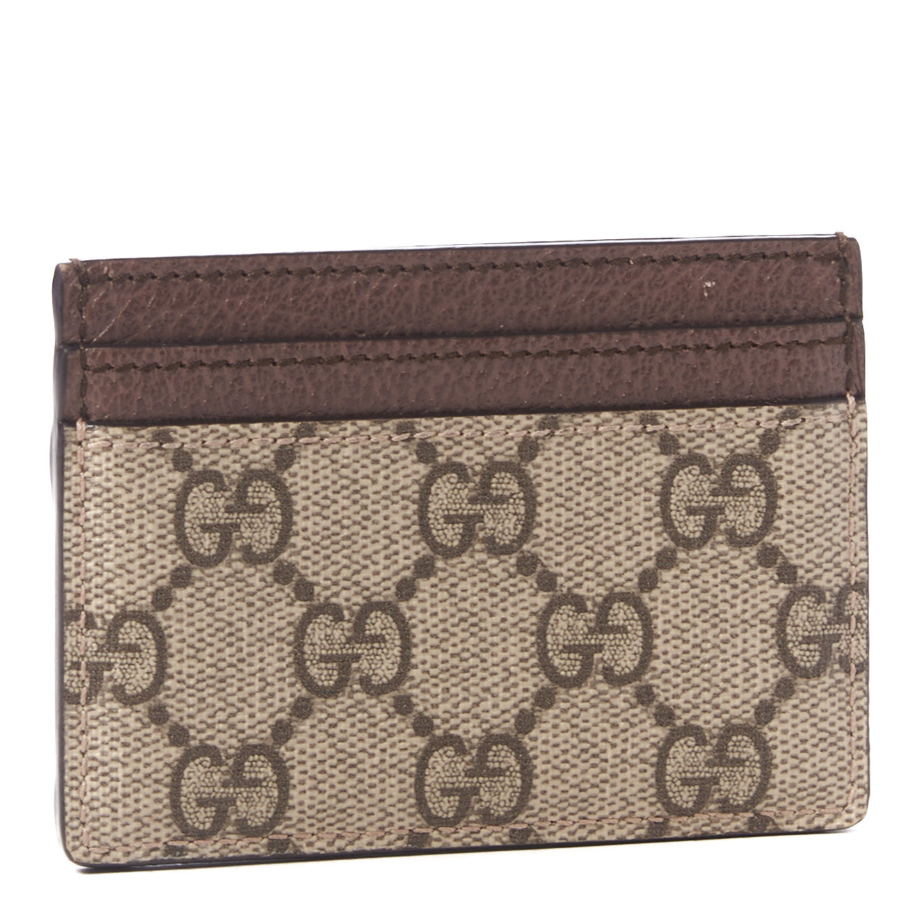 GG Supreme Monogram Ophidia Card Holder Brown