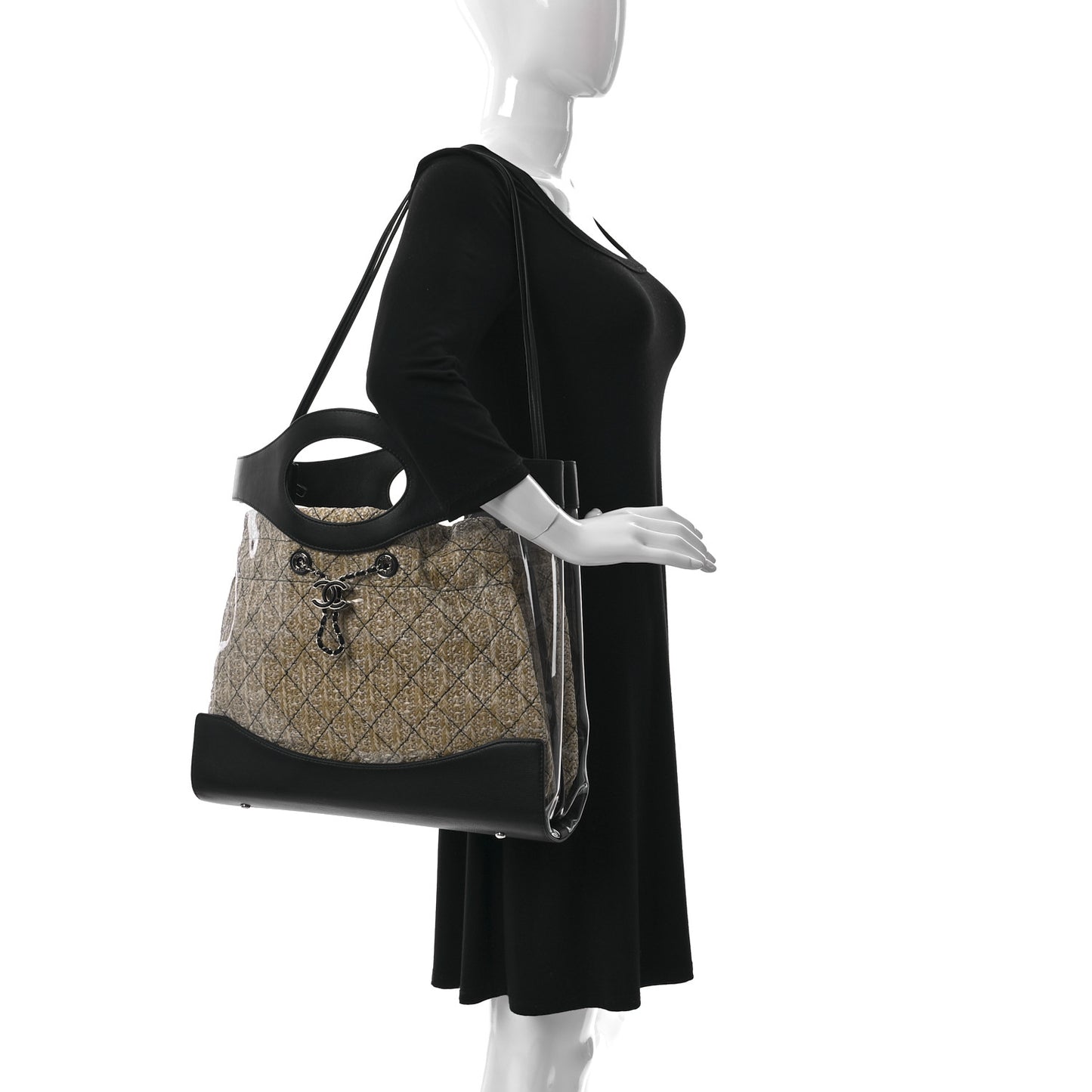 Calfskin PVC Quilted Chanel 31 Bag Black
