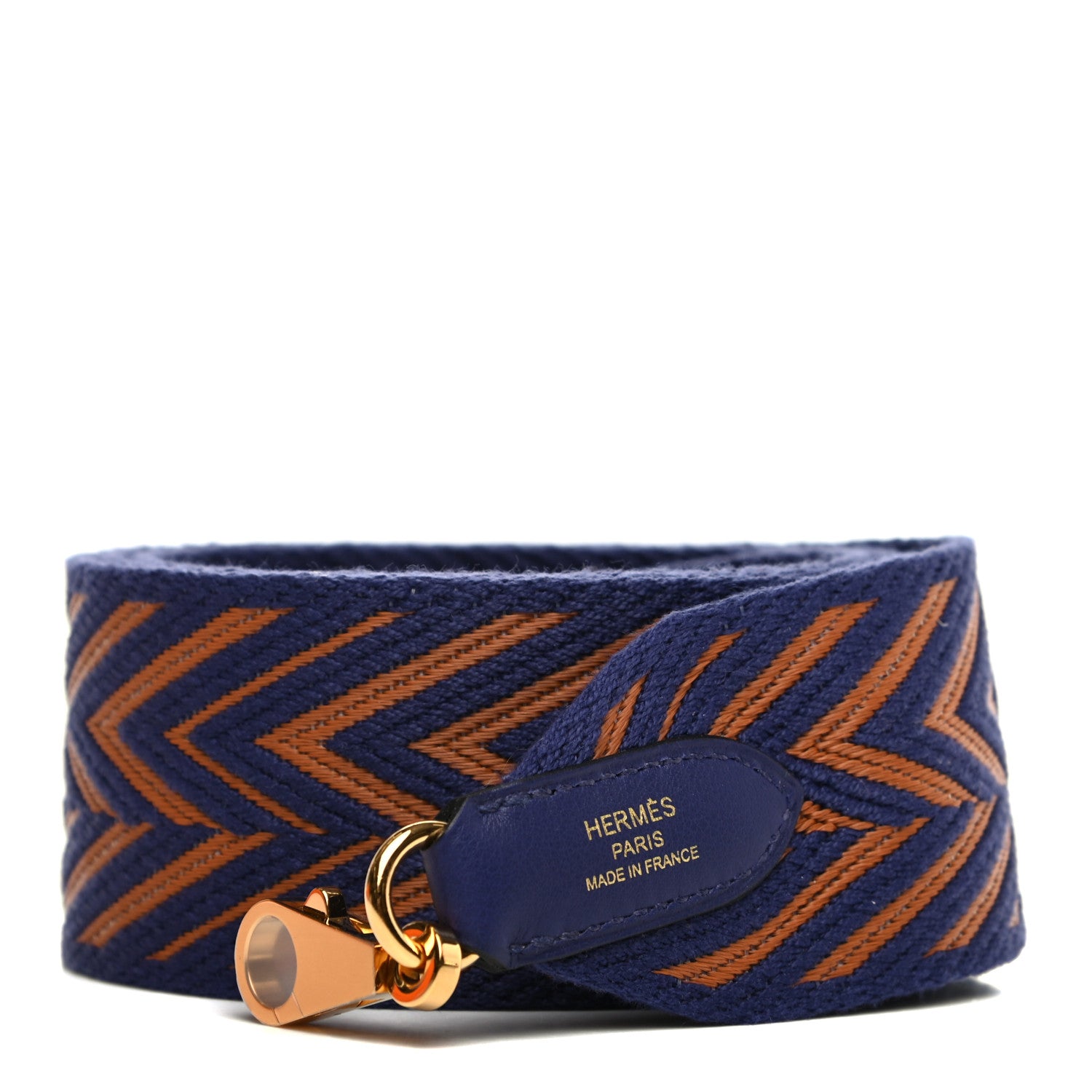 Hermes Toile Swift 50mm Sangle ZigZag Shoulder Strap Bleu Encre Gold 1 of 4