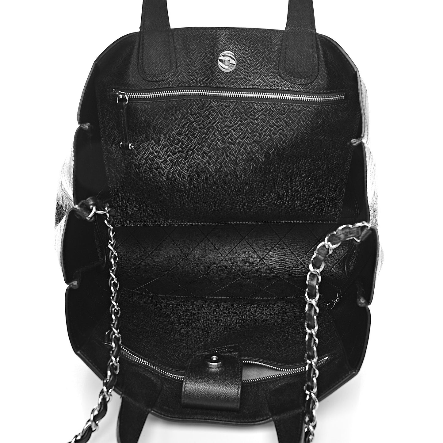 Caviar Stitched Large Shopping Tote Black