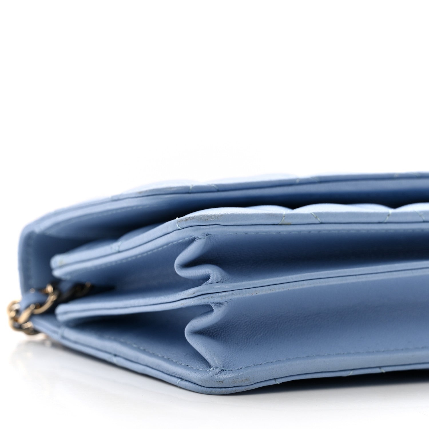 Chanel Lambskin Quilted Mini Wallet On Chain WOC Light Blue 8 of 11
