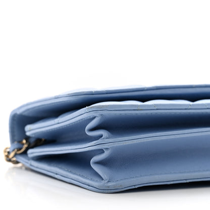 Chanel Lambskin Quilted Mini Wallet On Chain WOC Light Blue 8 of 11