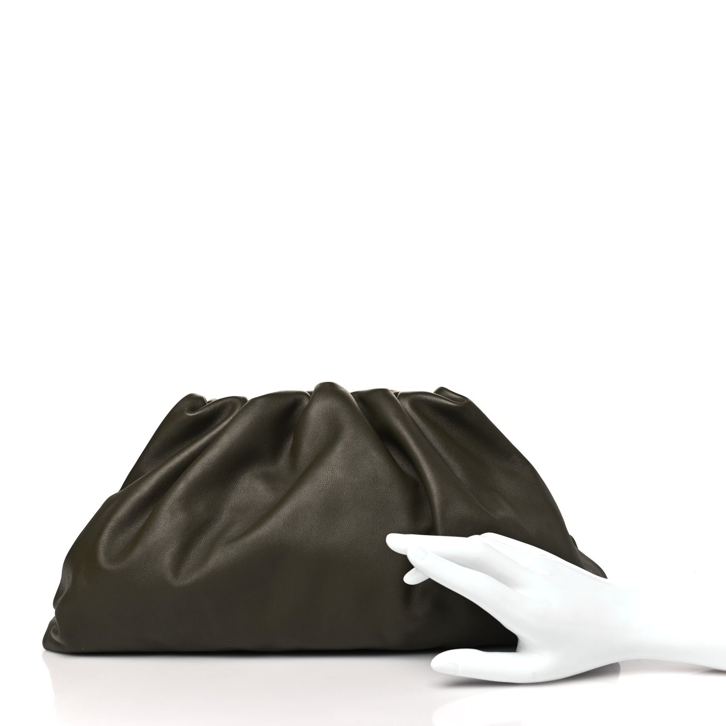 Smooth Butter Calf The Pouch Oversized Clutch Kaki Fondent