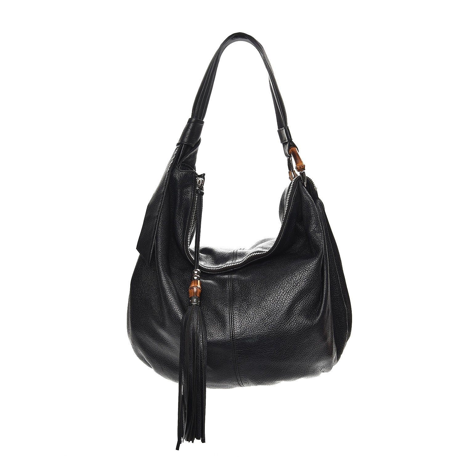 Gucci Pebbled Calfskin Medium Jungle Hobo Black 1 of 8