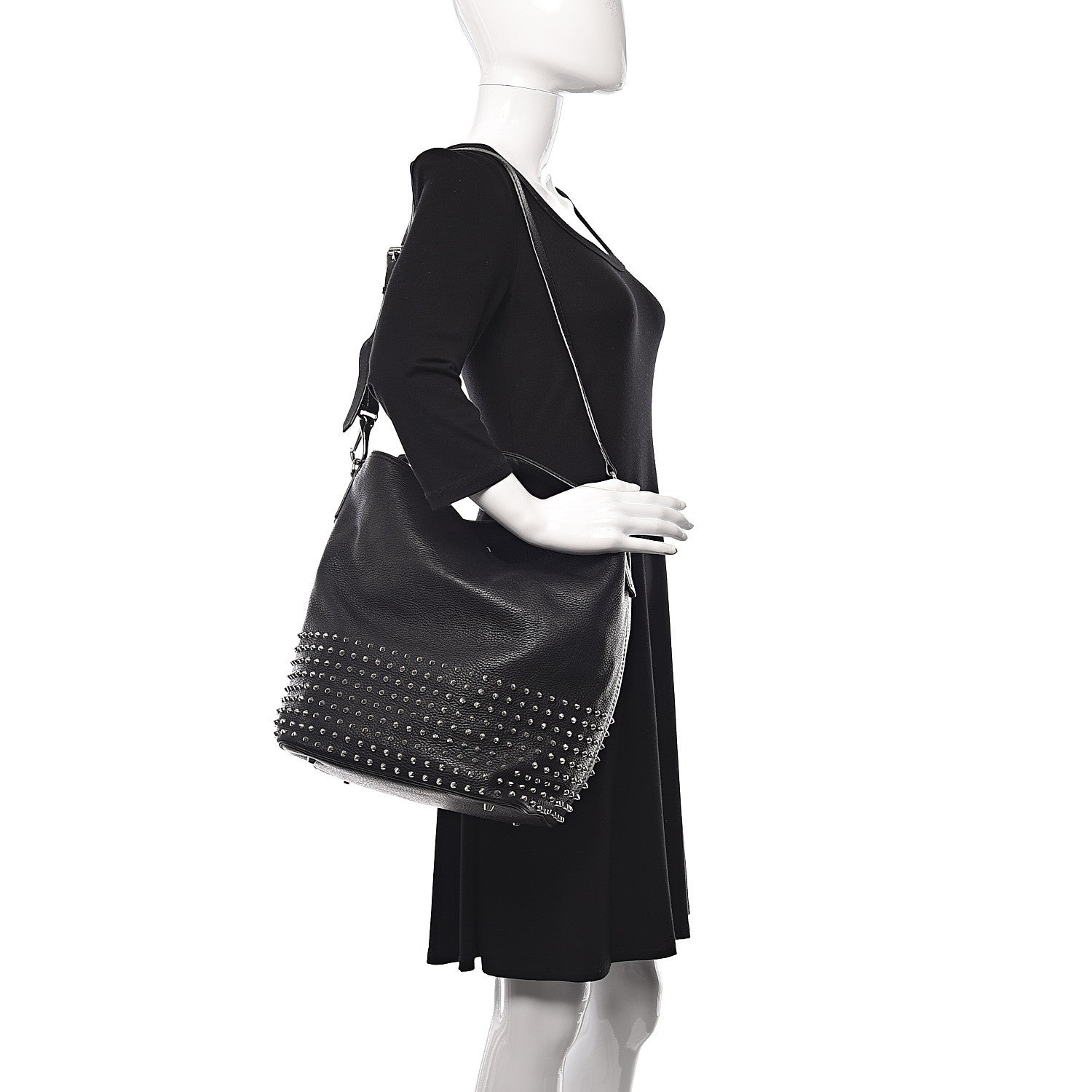 Burberry Calfskin Studded Medium Susanna Hobo Black 2 of 9