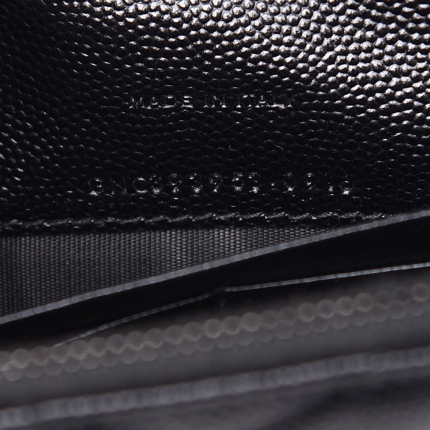 Grain De Poudre Matelasse Chevron Monogram Envelope Chain Wallet Black