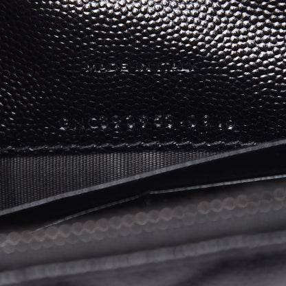 Saint Laurent Grain De Poudre Matelasse Chevron Monogram Envelope Chain Wallet Black 9 of 10