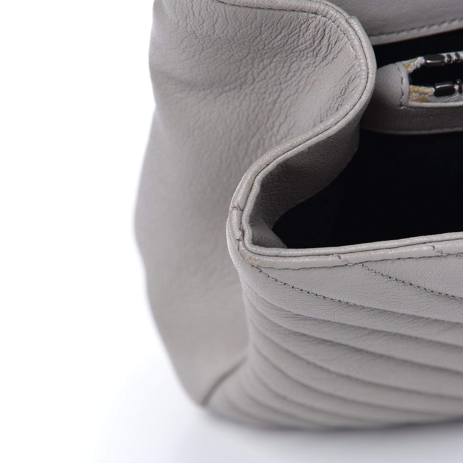 Saint Laurent Sheepskin Matelasse Chevron Monogram Large College Satchel Light Grey 25 of 25