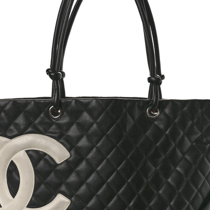 Chanel Calfskin Quilted Large Cambon Tote Black White 8 of 12