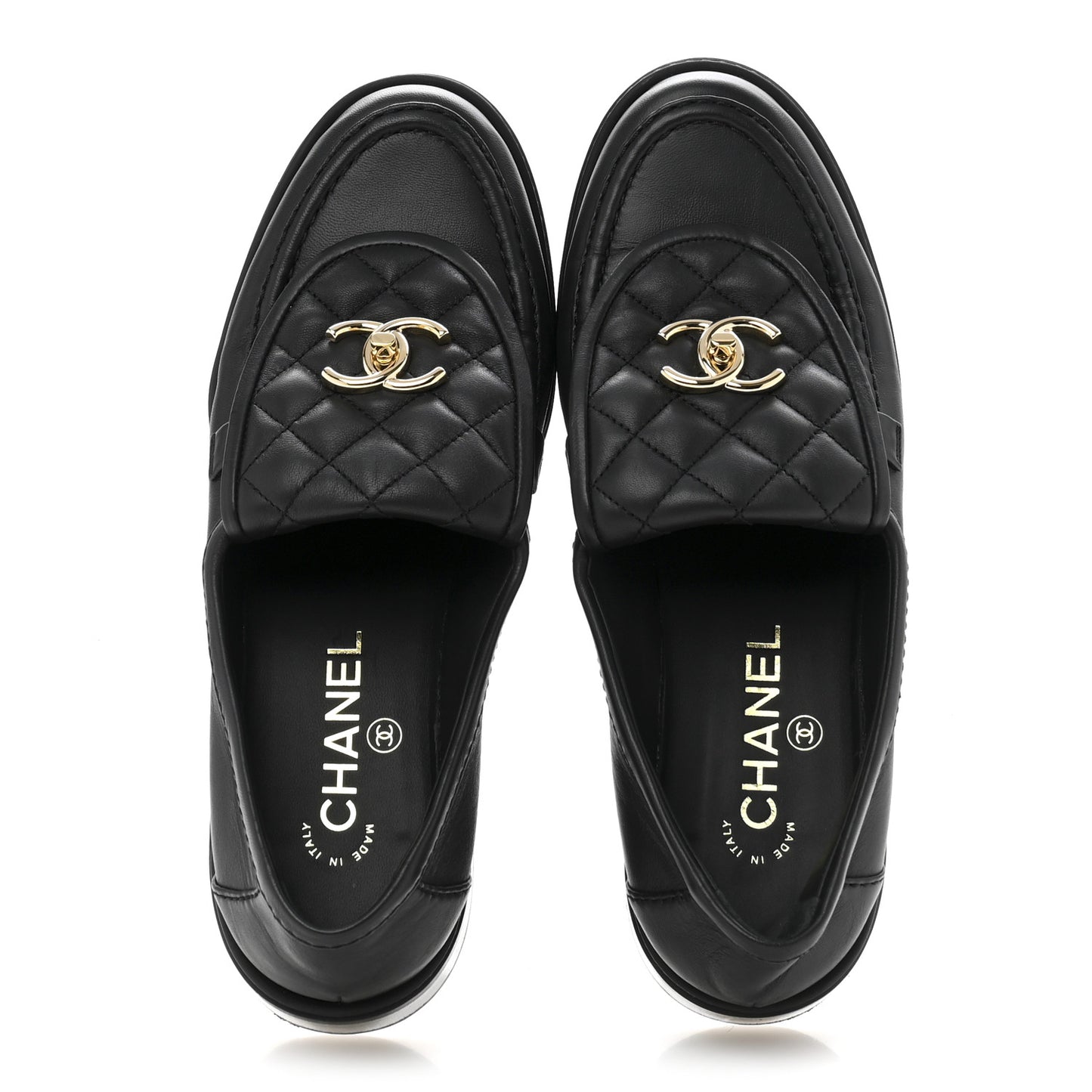 Lambskin Quilted CC Turnlock Loafers 38.5 Black