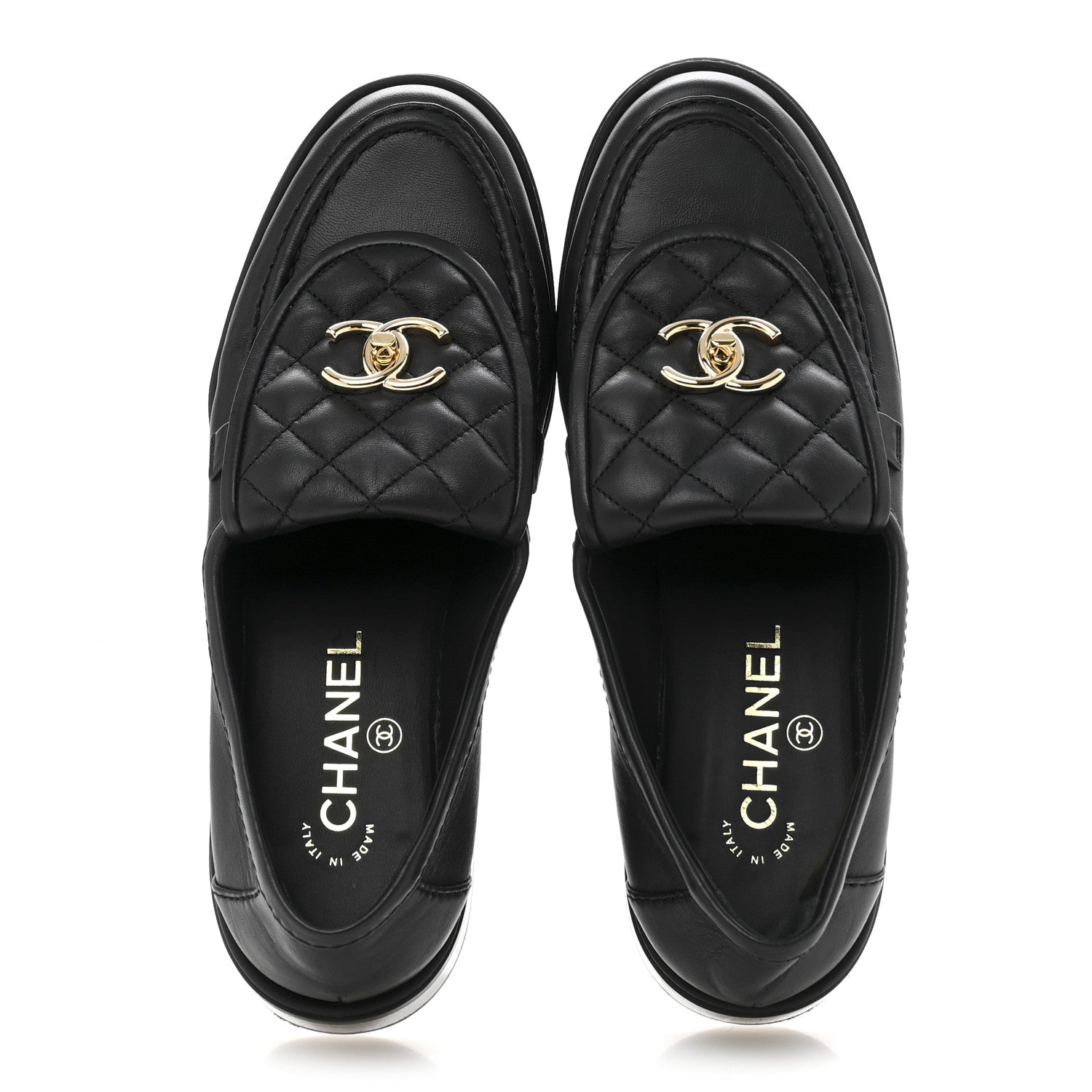 Chanel Lambskin Quilted CC Turnlock Loafers 38.5 Black 2 of 10