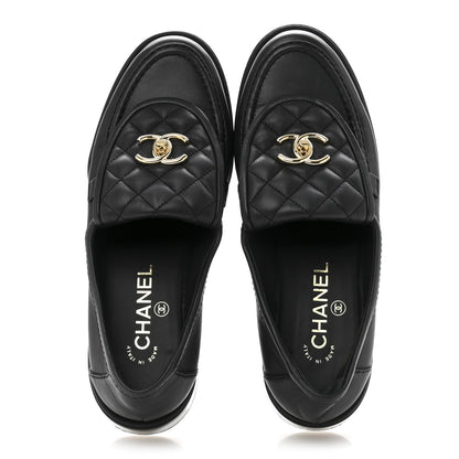 Chanel Lambskin Quilted CC Turnlock Loafers 38.5 Black 2 of 10