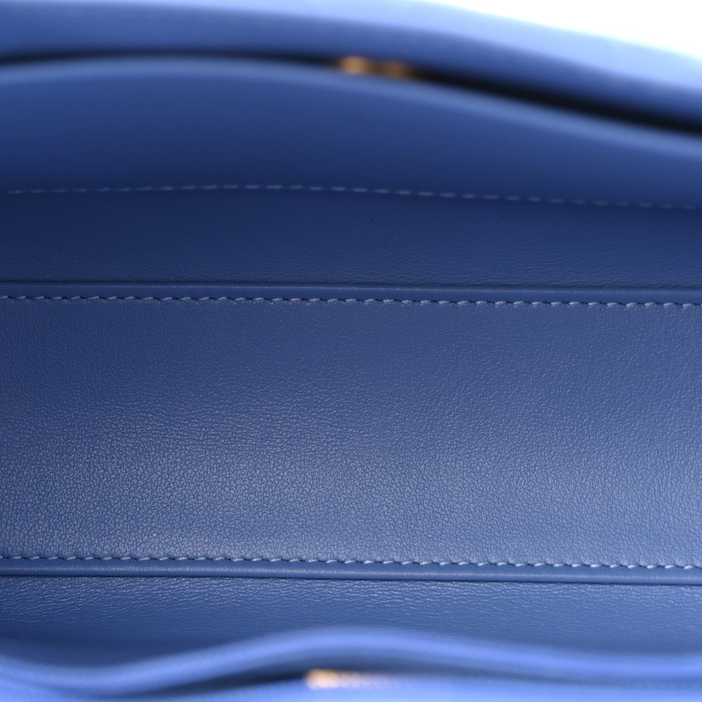 Shiny Aged Calfskin Quilted Nano Kelly Shopper Blue
