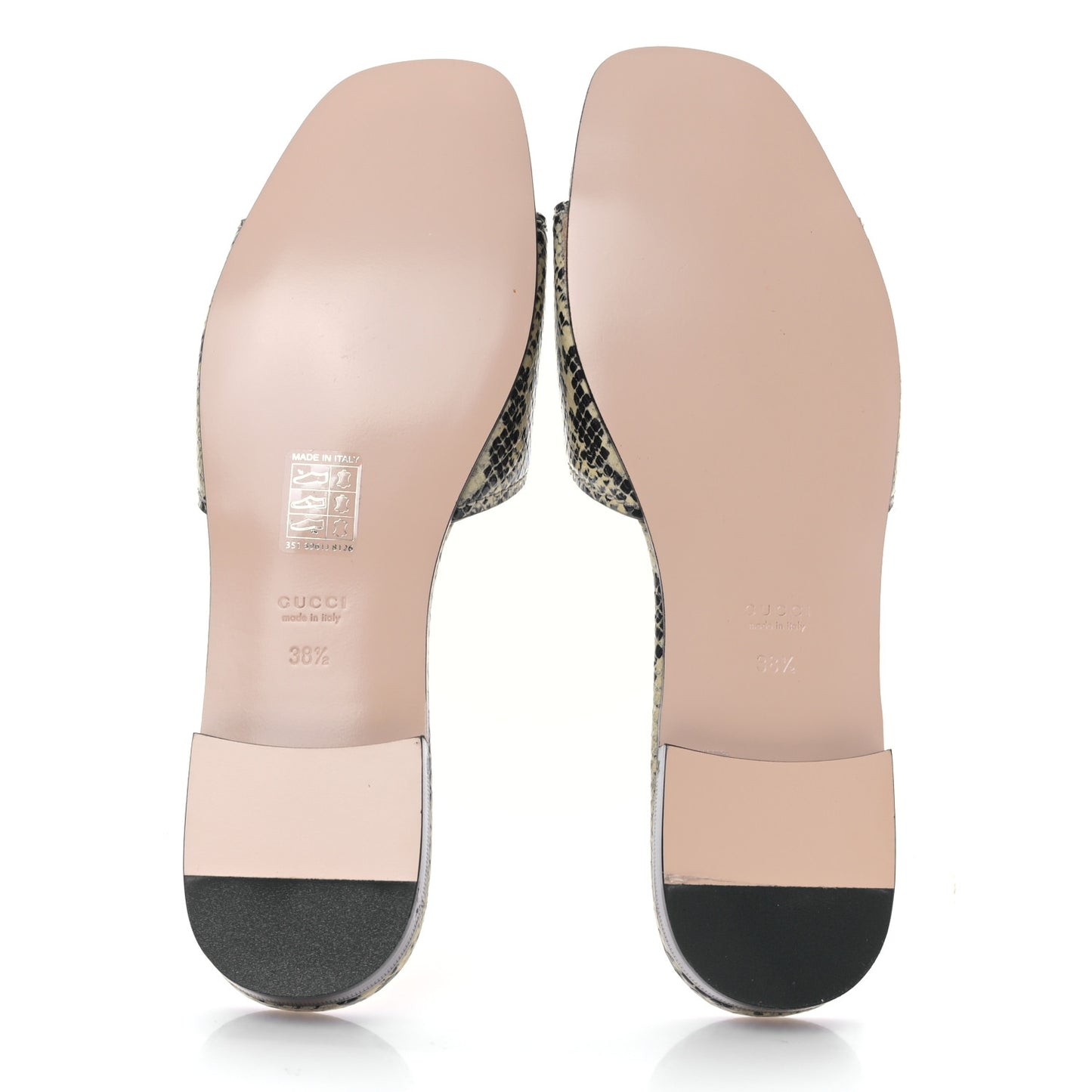 Calfskin Python Print Interlocking G Cut Out Slide Sandals 38.5 Beige Avana