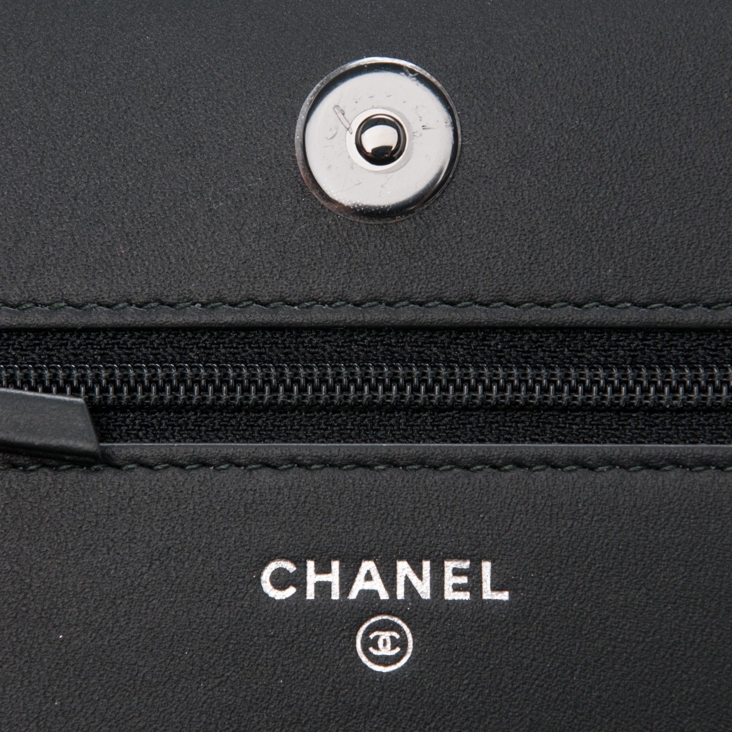 Calfskin Painted Chevron Embossed Boy Wallet On Chain WOC Black