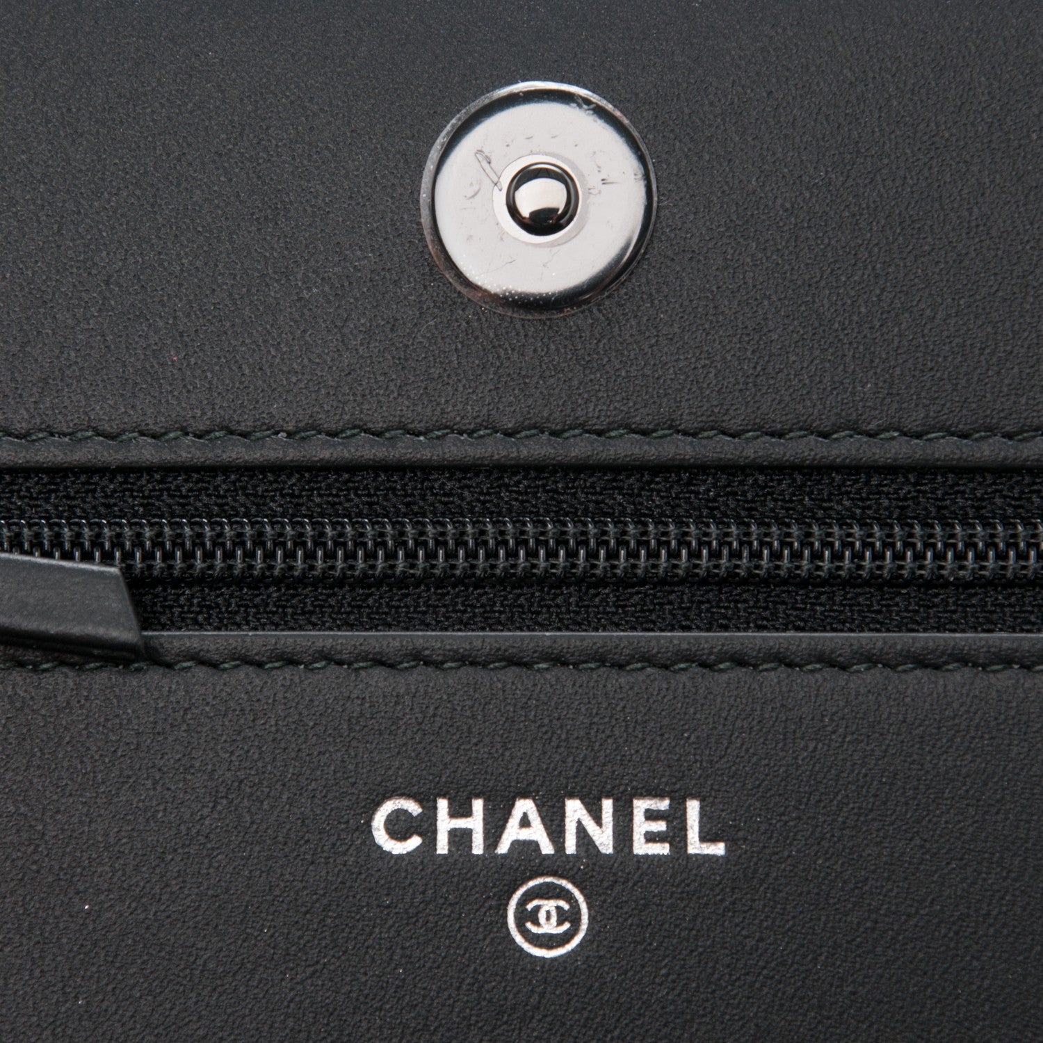 Chanel Calfskin Painted Chevron Embossed Boy Wallet On Chain WOC Black 6 of 9