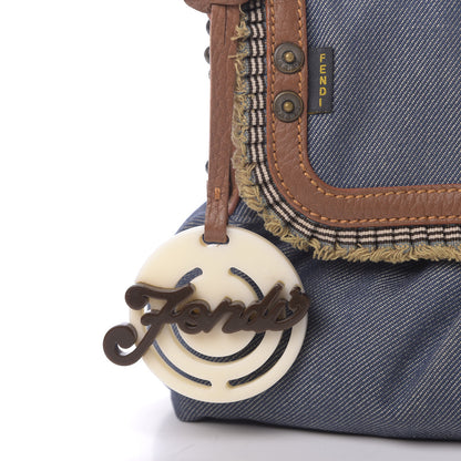 Fendi Denim Small Chef Shoulder Bag Blue 9 of 11