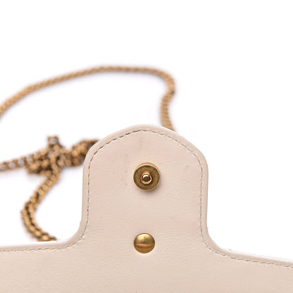 Gucci Calfskin Matelasse Super Mini GG Marmont Shoulder Bag White 8 of 17
