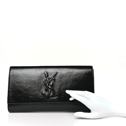 Saint Laurent Textured Patent Monogram Large Belle De Jour Clutch Black 2 of 9
