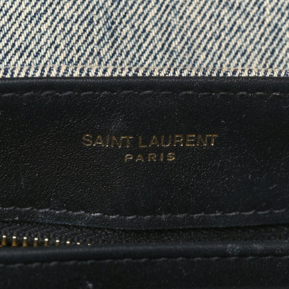 Saint Laurent Denim Y Quilted Monogram Toy Loulou Crossbody Bag Grey 6 of 8