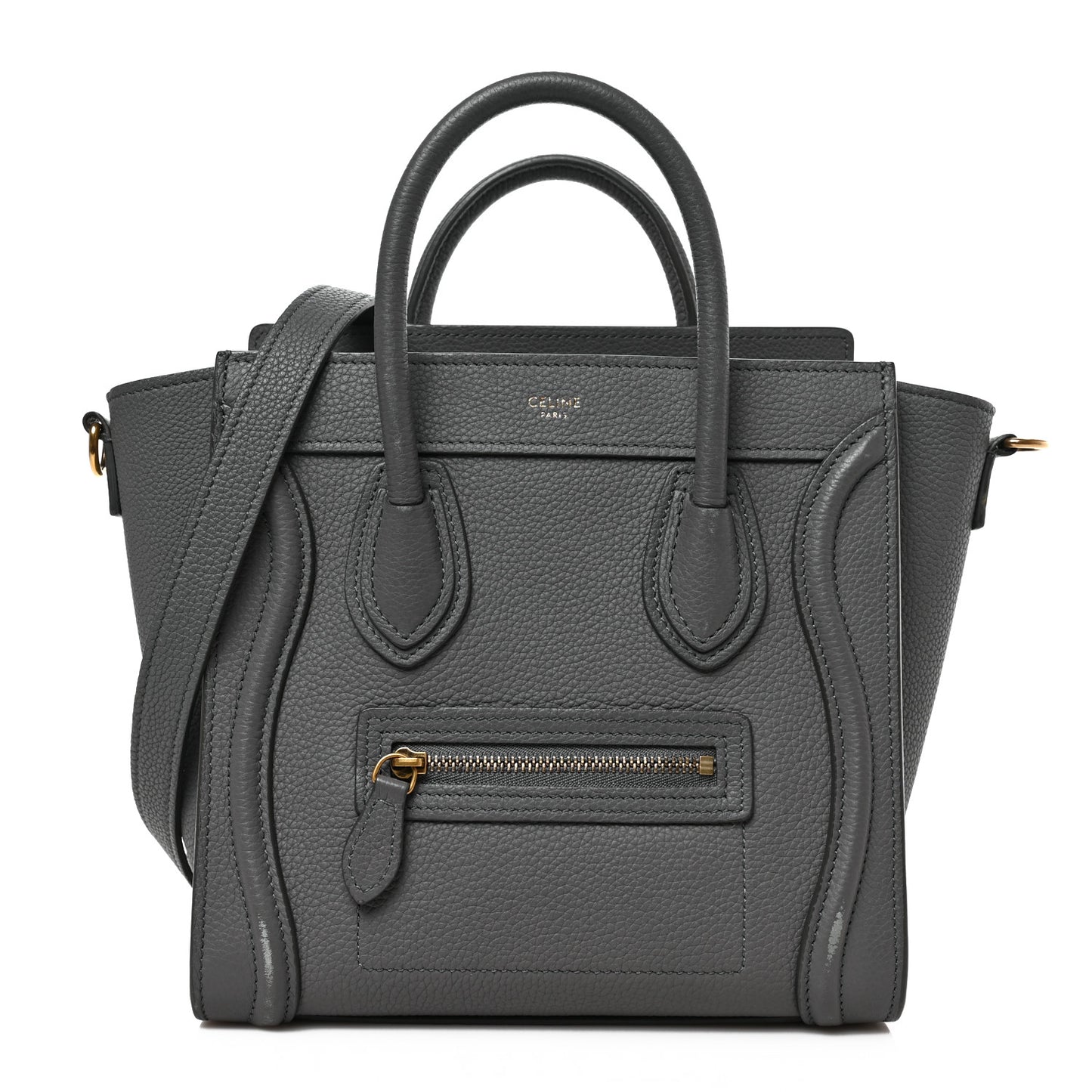 Baby Drummed Calfskin Nano Luggage Kohl