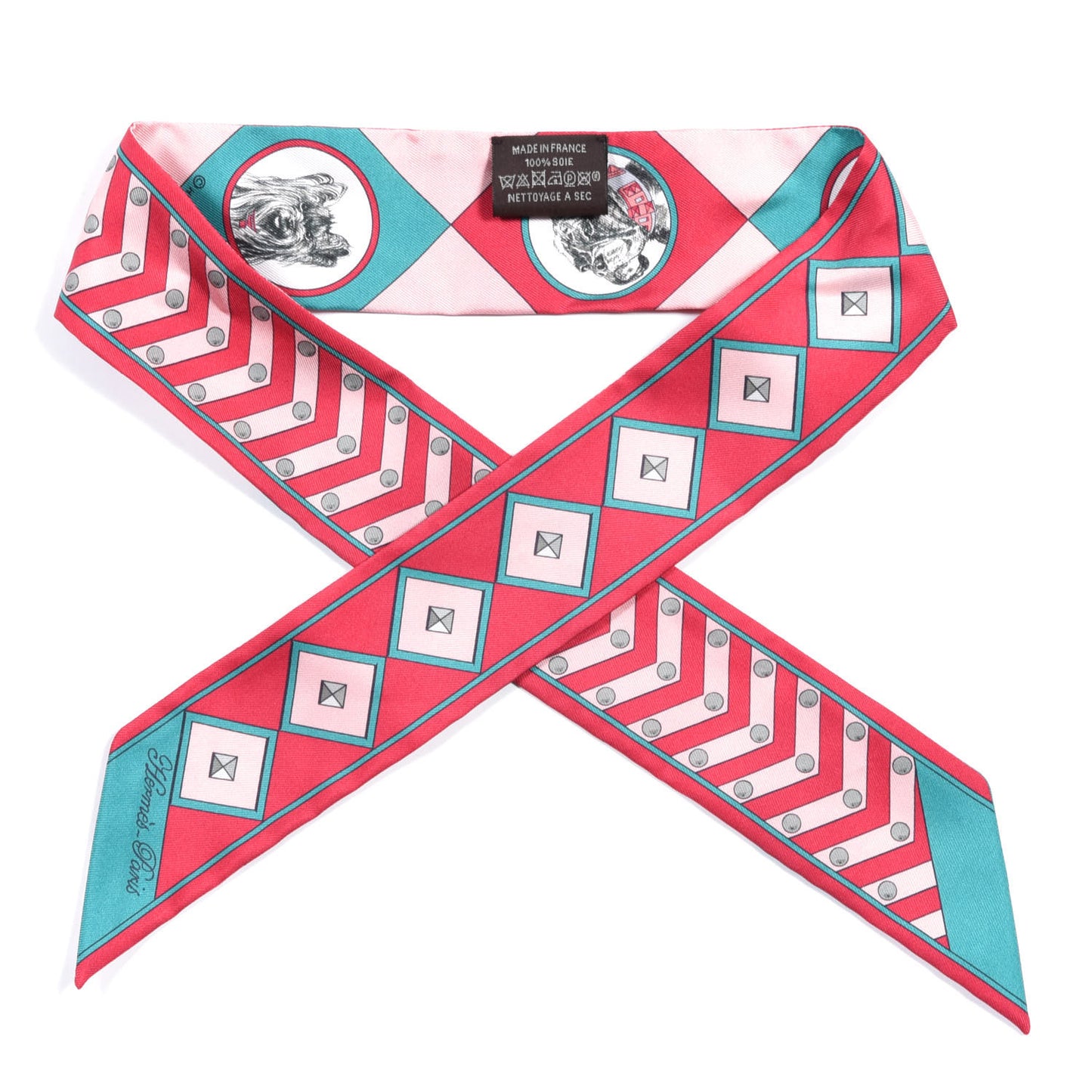 Silk Colliers Et Chiens Twilly Framboise Vert Rose