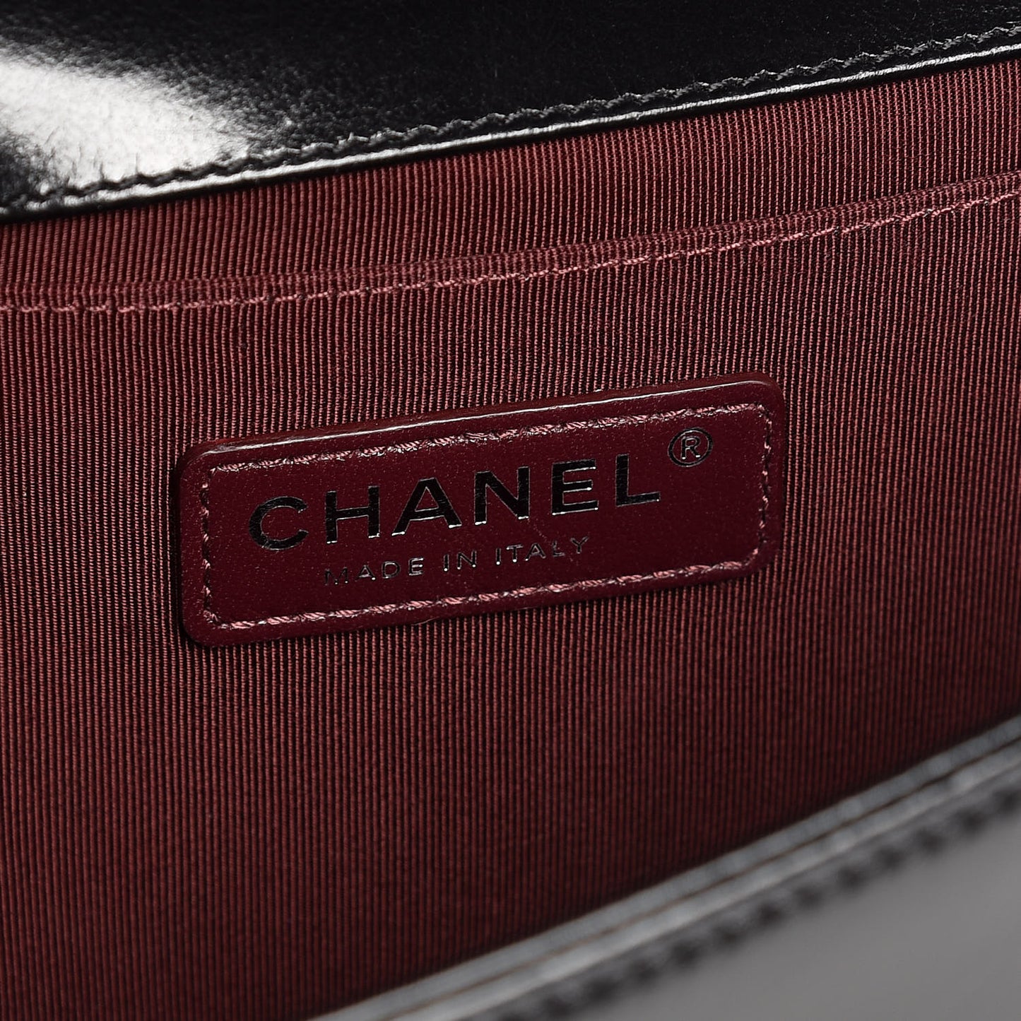 Glazed Calfskin Quilted Medium Boy Chained Flap Black