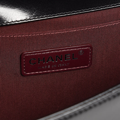 Chanel Glazed Calfskin Quilted Medium Boy Chained Flap Black 6 of 10