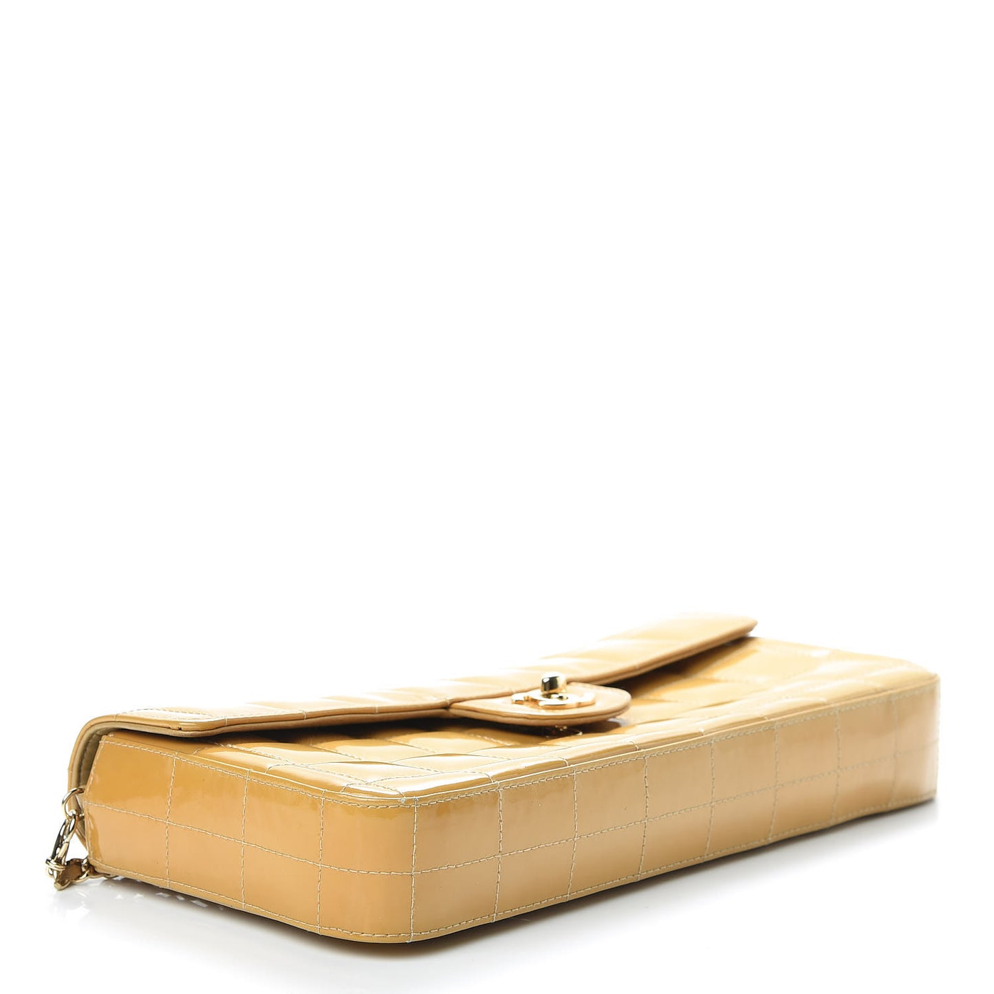 Patent East West Chocolate Bar Flap Beige