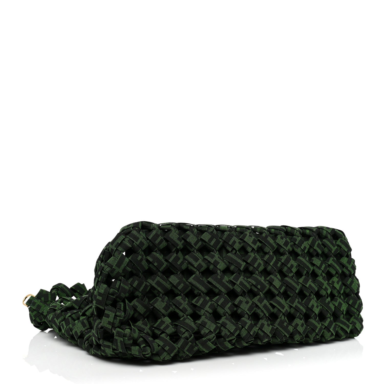 Fendi Fabric Jacquard FF 1974 Woven Knotted FF Tote Verde Black 4 of 7