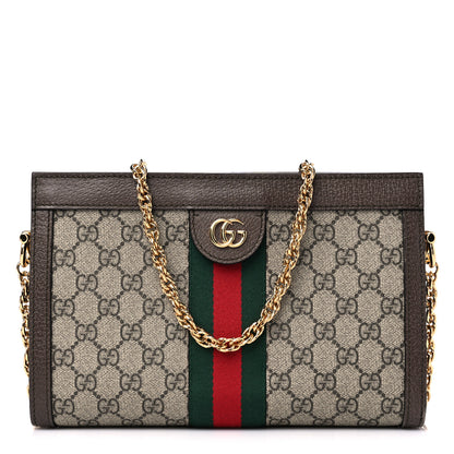 Gucci GG Supreme Monogram Web Small Ophidia Chain Shoulder Bag Brown 1 of 17