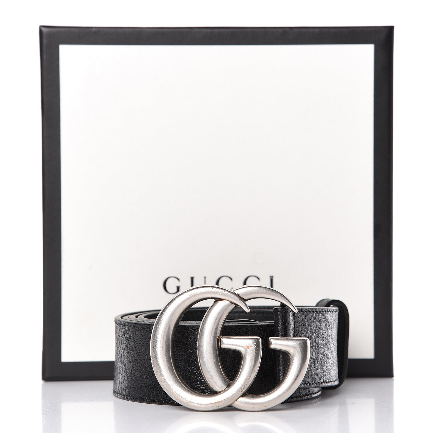 Textured Dollar Calfskin Nickel Double G 40mm Belt 105 42 Black