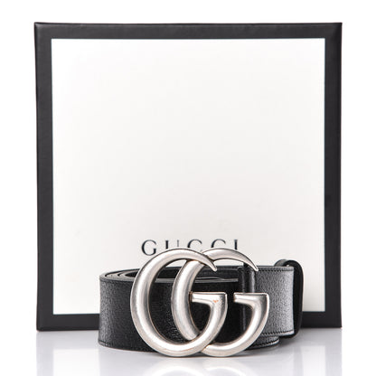 Gucci Textured Dollar Calfskin Nickel Double G 40mm Belt 105 42 Black 9 of 9