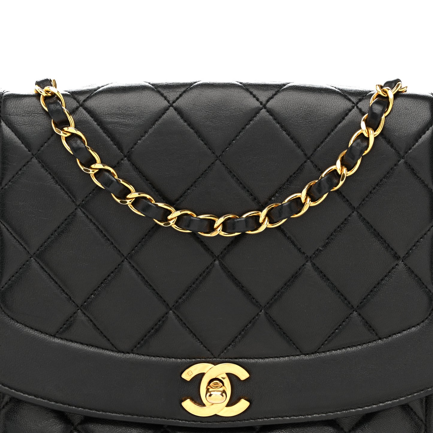 Lambskin Quilted Medium Single Flap Black