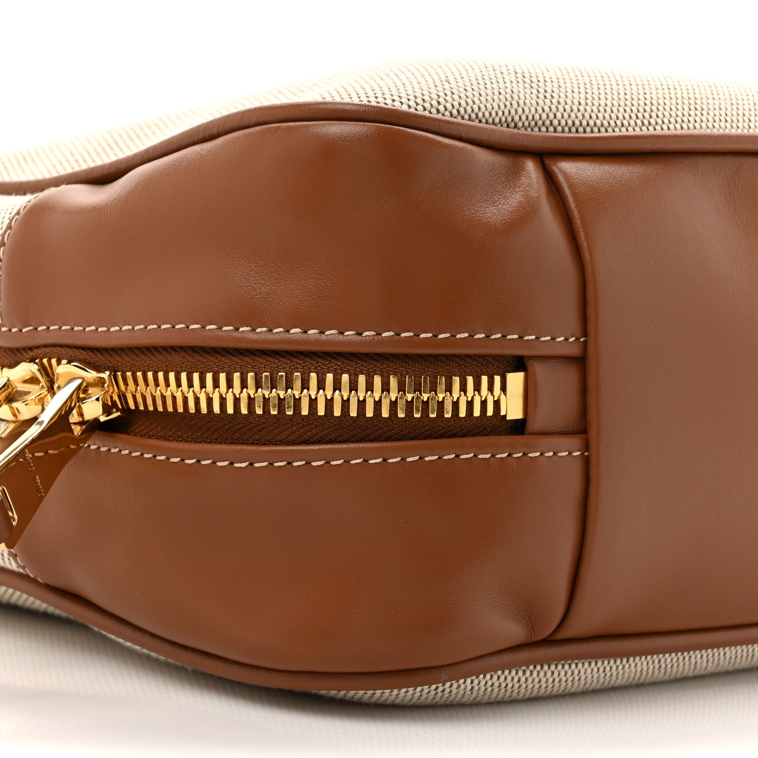 Miu Miu Canvas Calfskin Large Beau Top Handle Bag Naturale Brandy 9 of 9