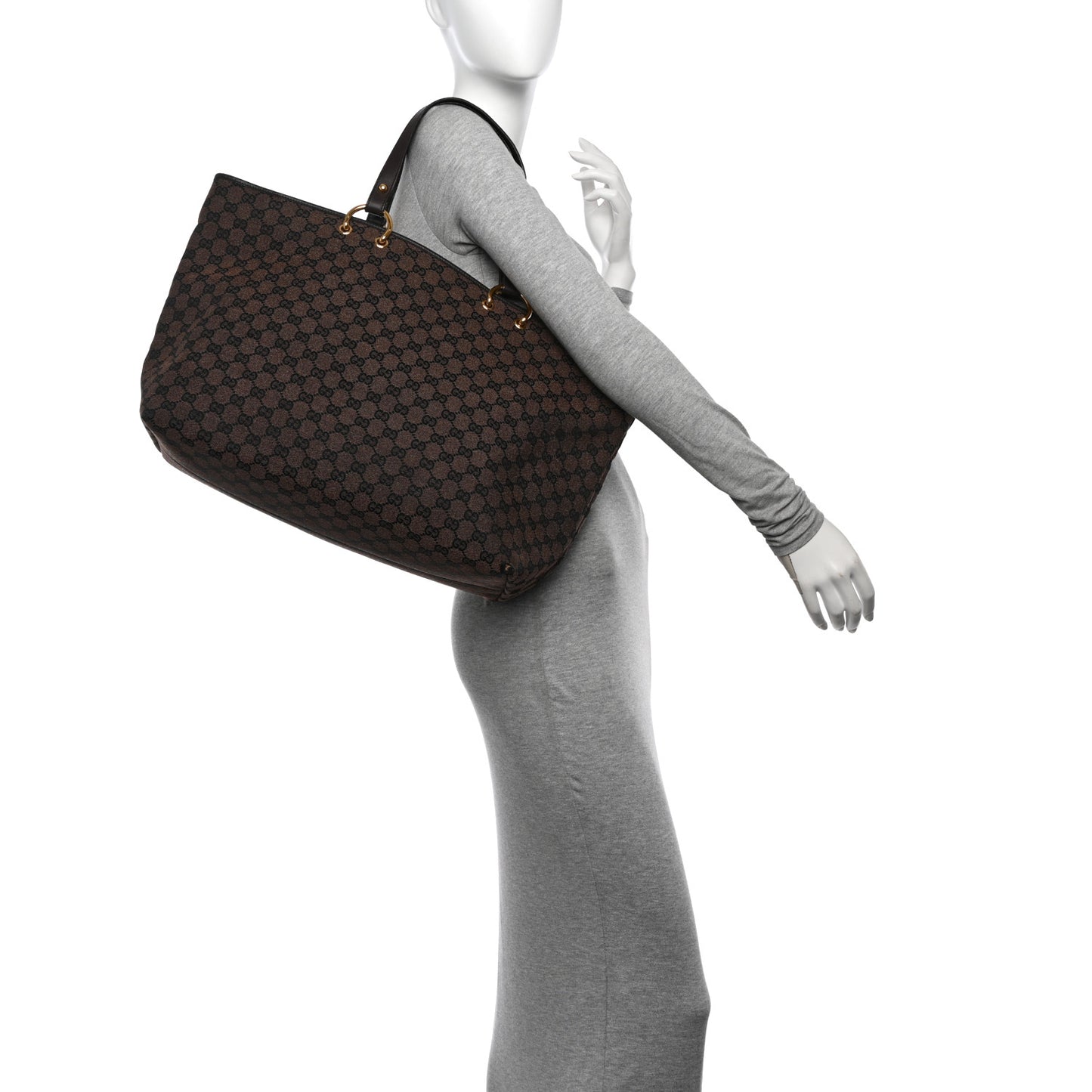 Monogram Denim Large Tote Brown