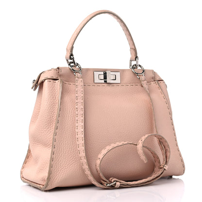 Fendi Cuoio Romano Selleria Bi-Color Medium Peekaboo Iconic Satchel Rosa Plaster Pesca 3 of 18