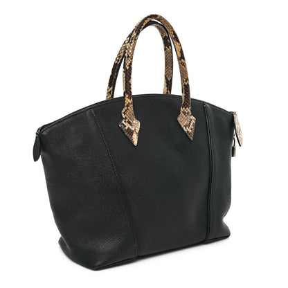 Louis Vuitton Veau Cachemire Snakeskin Soft Lockit MM Black 2 of 13