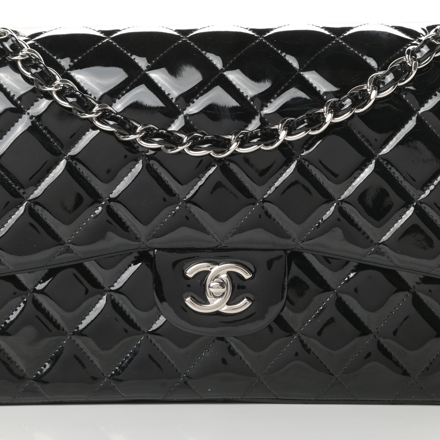 Chanel Patent Quilted Jumbo Double Flap Black 8 of 13