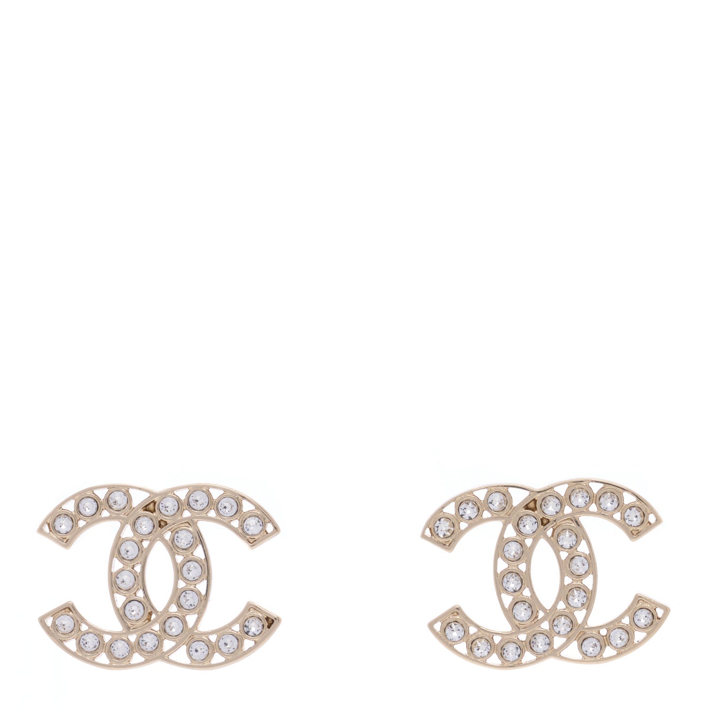 Metal Crystal Large CC Earrings Light Gold